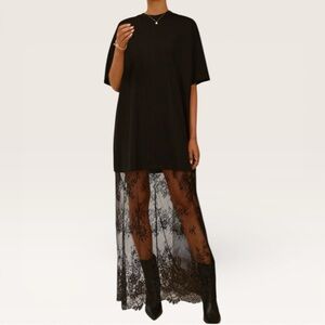1001. Elegant Black Lace Overlay Dress